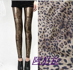 2013 coffee leopard print faux leather ankle length trousers leopard print legging faux leather skinny pants