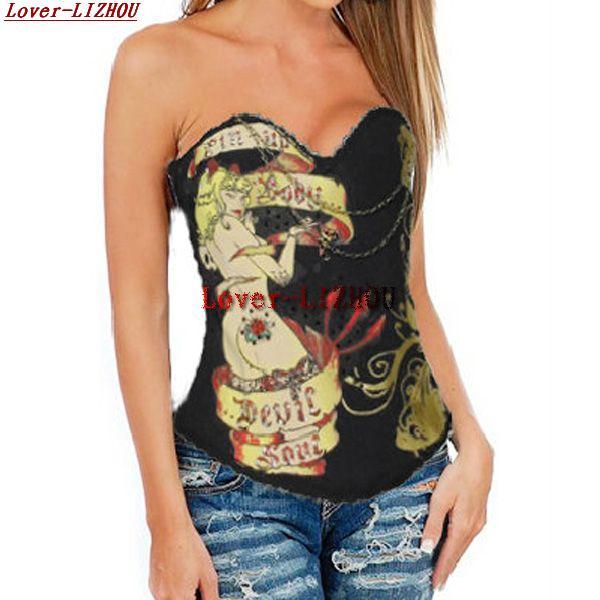 2013 costumes punk print royal corset hanging buckle body shaping cummerbund