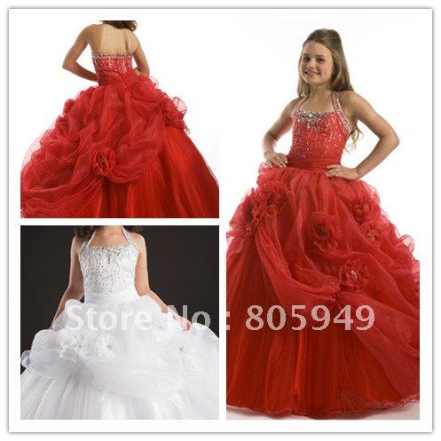 2013 Custom halter pageant dresses for kids dresses for weddings kids evening gowns flower girl dress