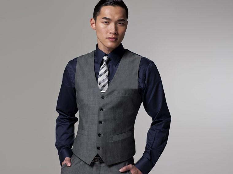 2013 Custom-Made Men Business Custom made three pieces suit Men middle grey Suit( jacket + pants+vest) best sale
