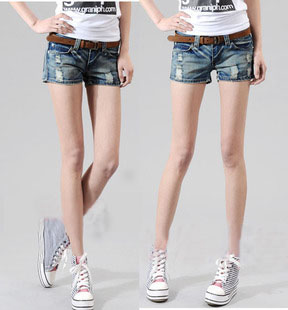 2013 denim shorts female fashion hole loose shorts plus size available mm