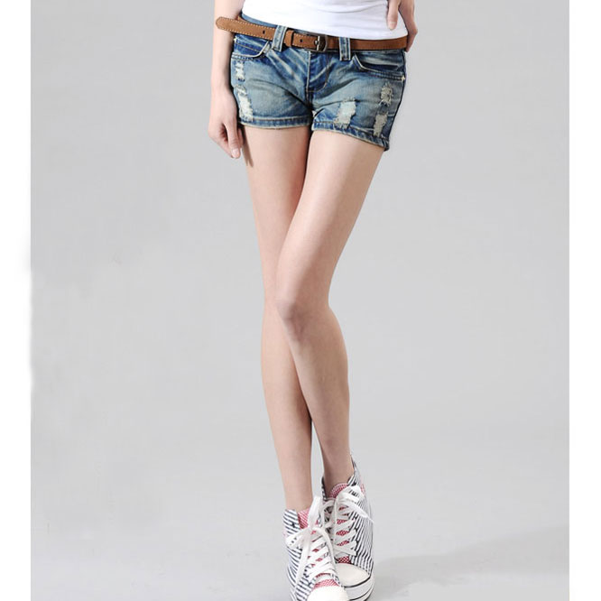 2013 denim shorts female fashion hole loose shorts plus size mm plus size