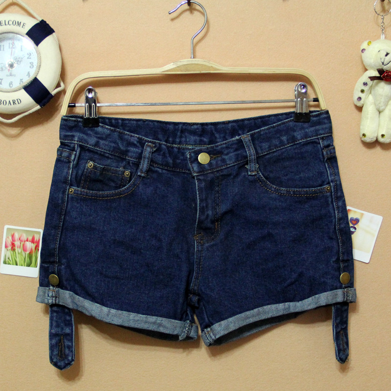 2013 denim shorts spring and autumn female fashion loose roll-up hem shorts boots trousers