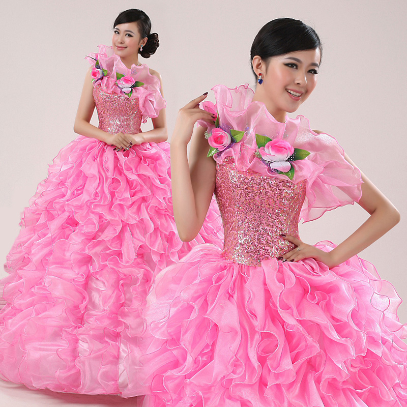 2013 design pink long evening dress formal dress formal dress