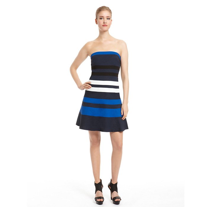 2013 DK Women's Tube Top Slim Color Block Striped Decoration DressShort Skirt One-Piece Dresses for Women Free shipping ~