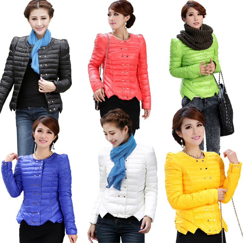 2013 double breasted gentle candy color ultra-thin white duck down short design down coat female