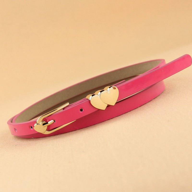 2013 double heart multi-color thin belt neon color candy color japanned leather strap female