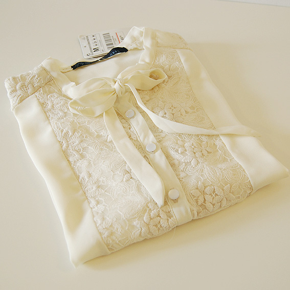 2013 elegant sweet lace lacing paragraph long-sleeve chiffon shirt lace shirt female