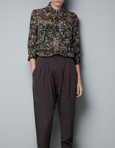 2013 excellent quality, exclusive camouflage printed long sleeve chiffon ladies blouse shirt