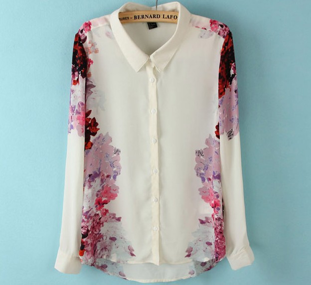 2013 excellent quality, top grade soft chiffon elegant fashion long sleeve ladies blouse shirt