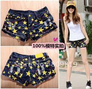 2013 factory provide fashion star design jean shorts pants  women hot  summer pants free shipping retail /wholesale