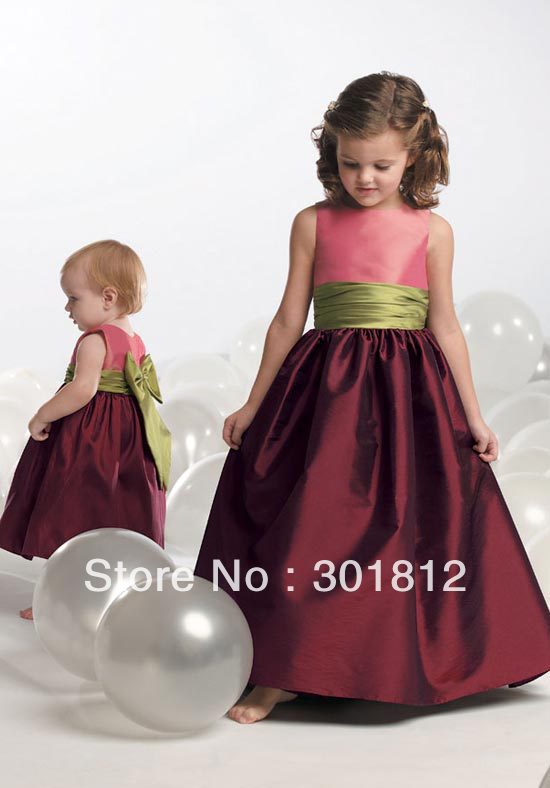 2013 Faddish Colourful Sash With Bowknot Satin Floor Length Cheap Dress (FGD-089)