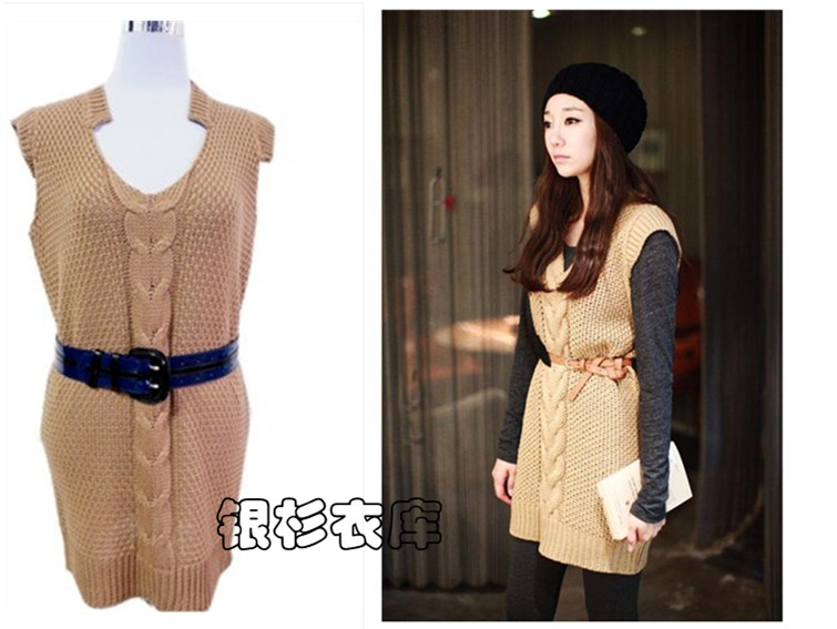 2013 fashion autumn big flower medium-long fashion sleeveless sweater dress