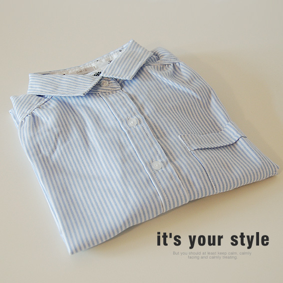 2013 fashion brief classic blue stripe basic long-sleeve shirt female
