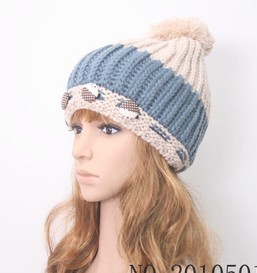2013 Fashion Bud silk wool knitting earmuffs wool cap ladies' Women's Foldable hats winter sweater knitting  2pcs Free Shipping