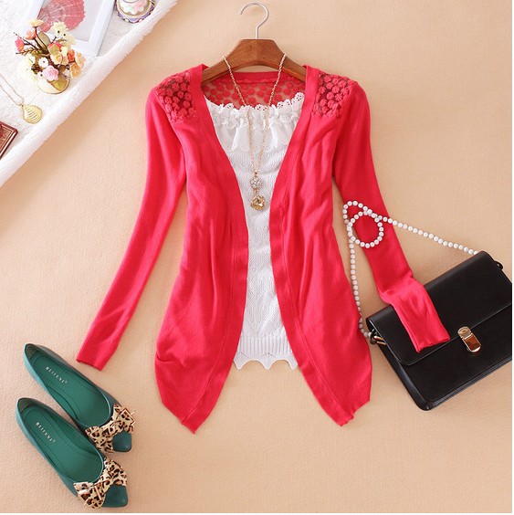 2013 Fashion Candy 11 Colors Sweet Cardigan Lace Hollow out Sweater