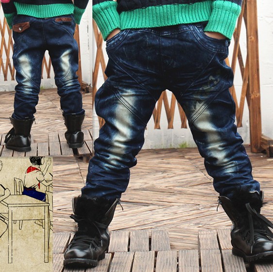 2013 fashion children washed jeans kid's casual pants&trousers