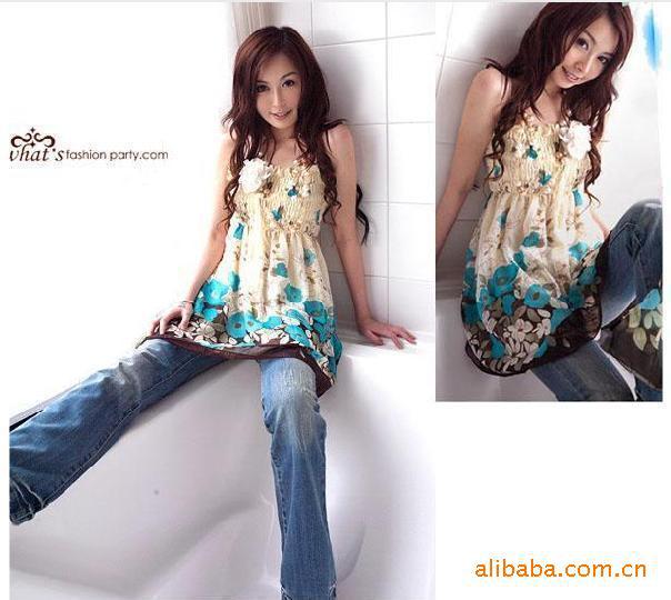 2013 Fashion Colorful chiffon Korea Style Dress Sleeveless Print Mini Dress