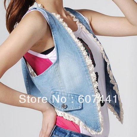 2013 fashion designer women's denim vest garment clothing 6210#