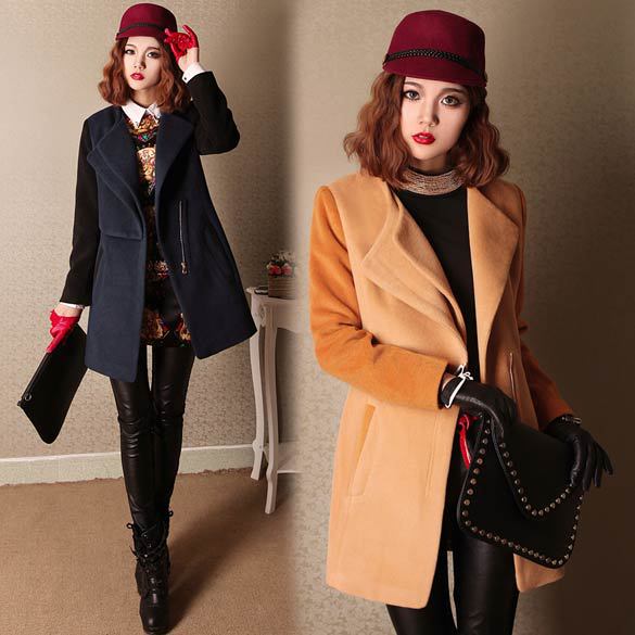 2013 Fashion double lapel woolen jacket Elegant Long Coat Jacket Trench Slim Brand design DR1292 Free shipping