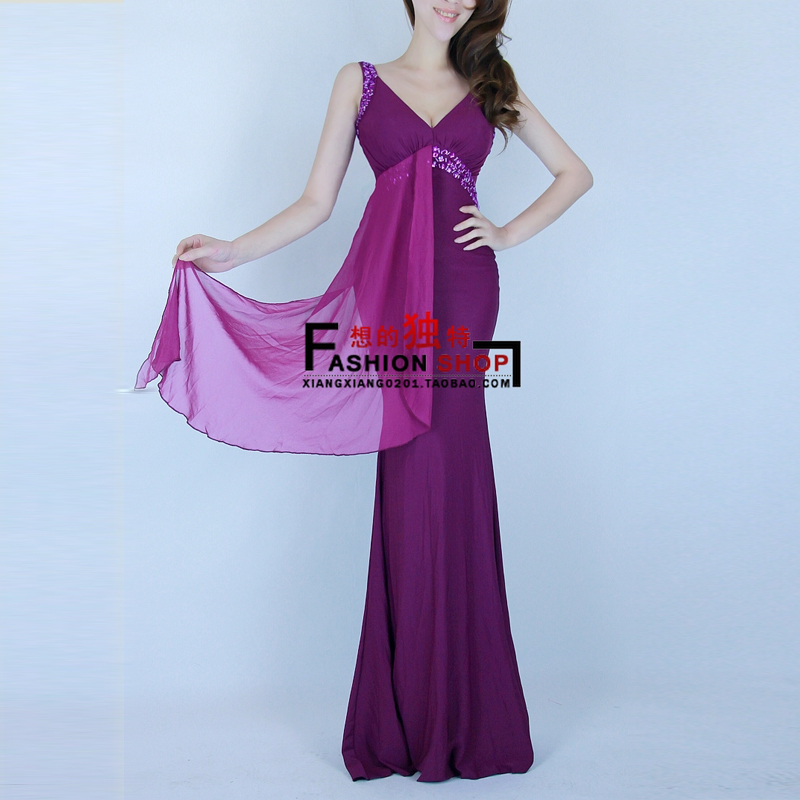 2013 fashion evening dress chiffon spaghetti strap long formal dress one-piece dress h0195