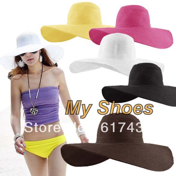 2013 Fashion Jewelry Hollywood sexy lovely wide wire brim Summer / Beach / Sun /Floppy / Straw hat 6 colors 3171