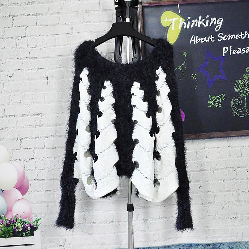 2013 Fashion Lady New designer women's bling free size loose sweater white and black color Winter Christmas