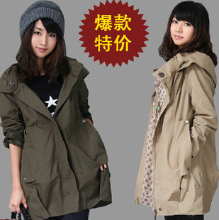 2013 fashion loose casual long design elastic plate outerwear plus size trench
