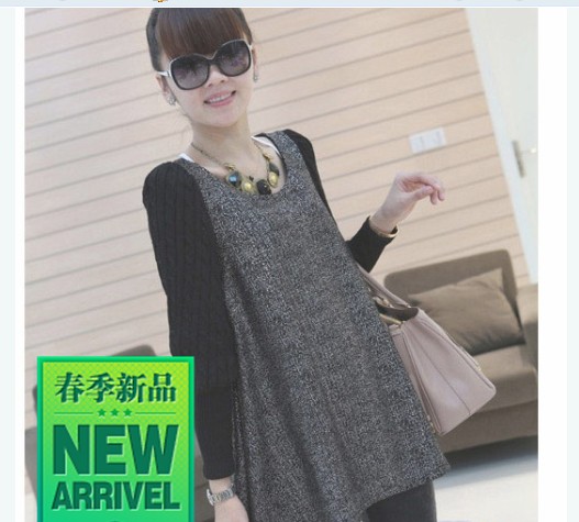 2013 fashion maternity clothing spring and autumn patchwork loose maternity top spring maternity outerwear