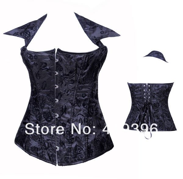 2013 Fashion ML4063 Free Shipping Black Floral Printed Collar Attached Sexy Satin Underwear