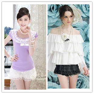 2013 fashion new arrival sweet paillette lace low-waistline women's  SHORTS 013 BLACK WHITE 2 COLOR