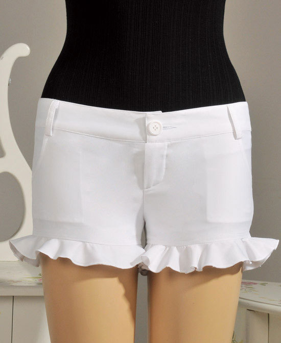 2013 fashion new arrival white all match corrugated edge micro hot shorts 10105