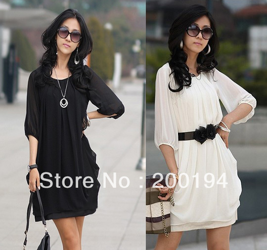 2013 Fashion New ladies' Graceful Gentlewomanly Sleeve Chiffon Dress Free shipping sdxy
