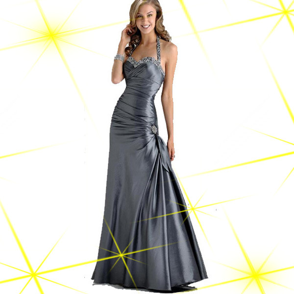 2013 Fashion Sexy Halter sequin silver Chiffon Bridal Bridesmaid Wedding Party Prom Evening Party Dress LF022 free shipping