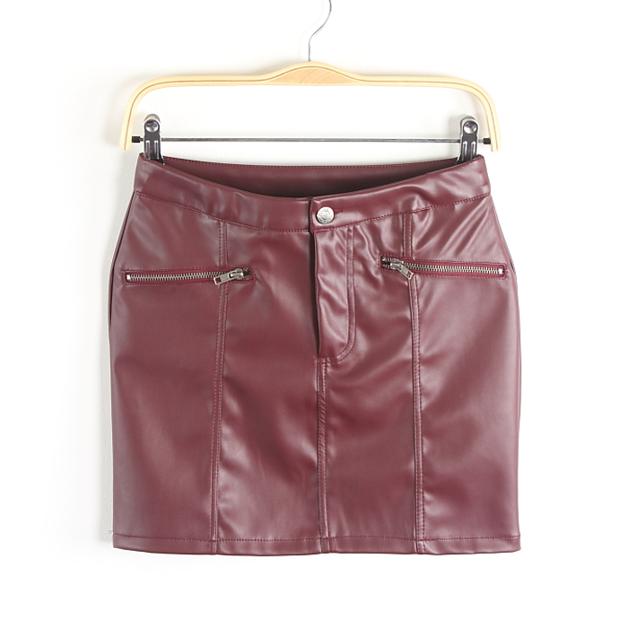 2013 fashion short design slim hip zipper leather skirt step bust skirt short skirt a 2012