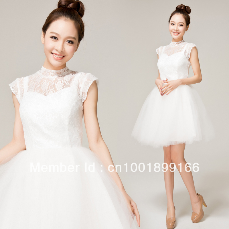2013 Fashion White Short Lace Evening Dresses For Women, Free Shipping+Lace+Zipper Modeling