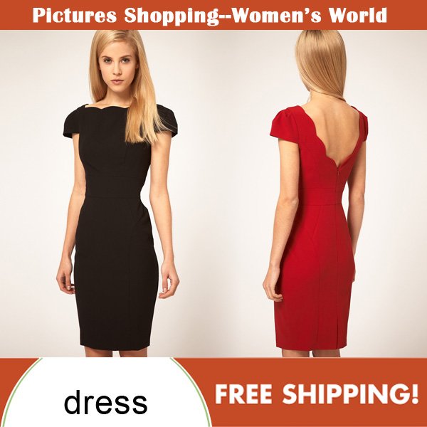2013 fashion women clothing cap sleeves sexy Pencil Dress with scallop edge deep slimming skirt #8080