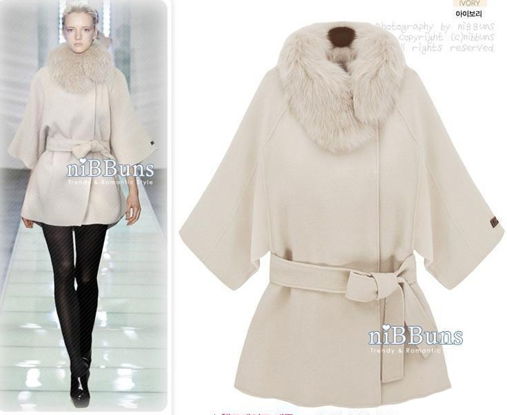 2013 fashion women coat long 2013 winter fashion cape poncho belt overcoat outerwear white black plus size free shipping