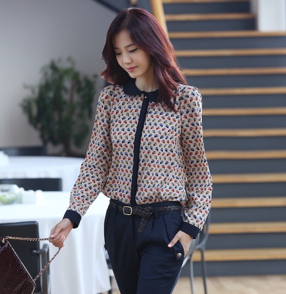 2013  fashion women's shirts zar* shirts Doll collar fish print blouses Wholesale and retail free shipping