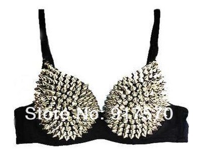 2013 Fashion Women Sexy Metallic Gathers Punk Spike Studs Rivet Bra Bralet Clubwear Shipping with tracking number