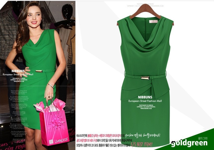 2013 Fashoin Casual women's Pencil Dress Above Knee Mini Dress As a Present Belt