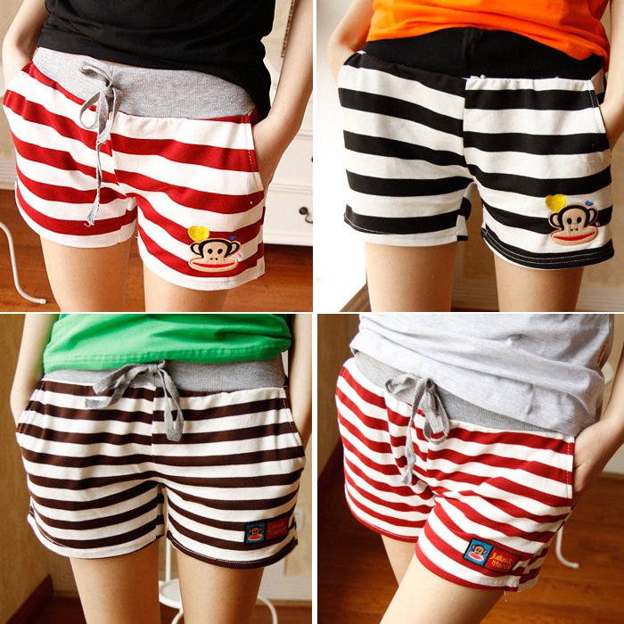 2013 female carton stripe all-match sports casual shorts at home shorts pants trouses WS1203
