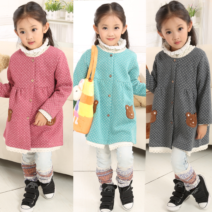 2013 female child autumn and winter outerwear children's clothing bear baby child plus velvet outerwear cardigan sweatshirt