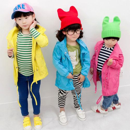 - - - 2013 female child clothing baby stunning multicolour with a hood trench long-sleeve outerwear