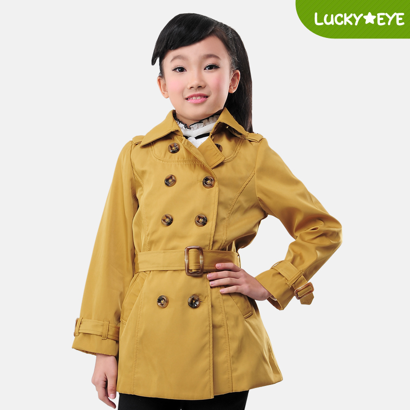 2013 female child spring child trench outerwear children's clothing big boy spring long design outerwear overcoat