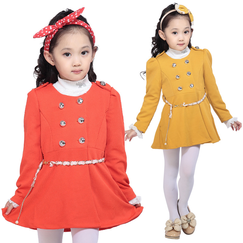 2013 female child spring trench ultra long double breasted casual coat