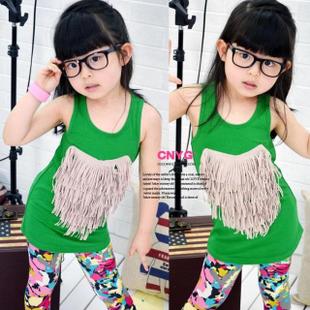 2013 female child summer girls clothing child vest tank