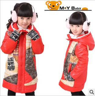 2013 female child winter lengthen plus size thickening overcoat child cotton-padded wadded jacket cotton-padded jacket