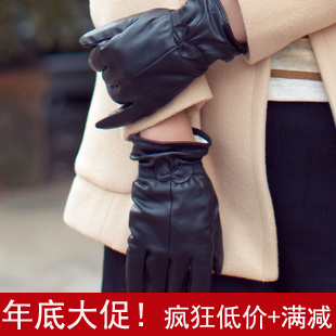 2013 Female gloves winter thermal thantrue female genuine leather gloves finger gloves birthday gift giving