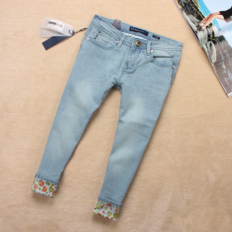 2013 female jeans capris roll-up hem capris pencil fresh